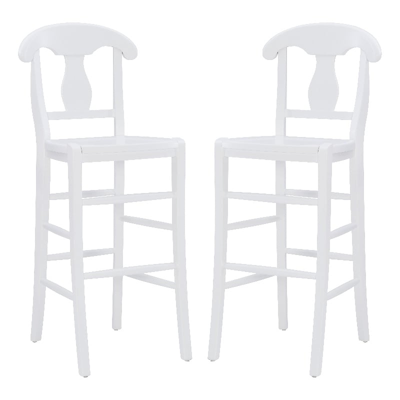 Pemberly Row Commercial Grade Set of 2 Counter Stools in White Beechwood