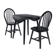 Pemberly Row 3-Piece Drop Leaf Solid Wood Dining Set in Black