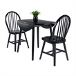 Pemberly Row 3-Piece Drop Leaf Solid Wood Dining Set in Black