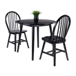 Pemberly Row 3-Piece Drop Leaf Solid Wood Dining Set in Black