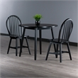 Pemberly Row 3-Piece Drop Leaf Solid Wood Dining Set in Black