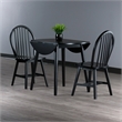 Pemberly Row 3-Piece Drop Leaf Solid Wood Dining Set in Black