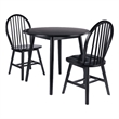 Pemberly Row 3-Piece Drop Leaf Solid Wood Dining Set in Black