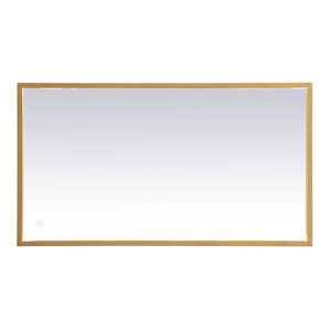 Pemberly Row 18x36&quot Aluminum LED Mirror with Brass Finish