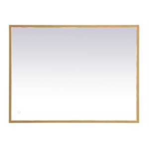 Pemberly Row 24x40&quot Aluminum LED Mirror with Brass Finish
