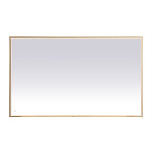 Pemberly Row Modern 36x60&quot Brass LED Mirror with Touch Sensor and Dimmer