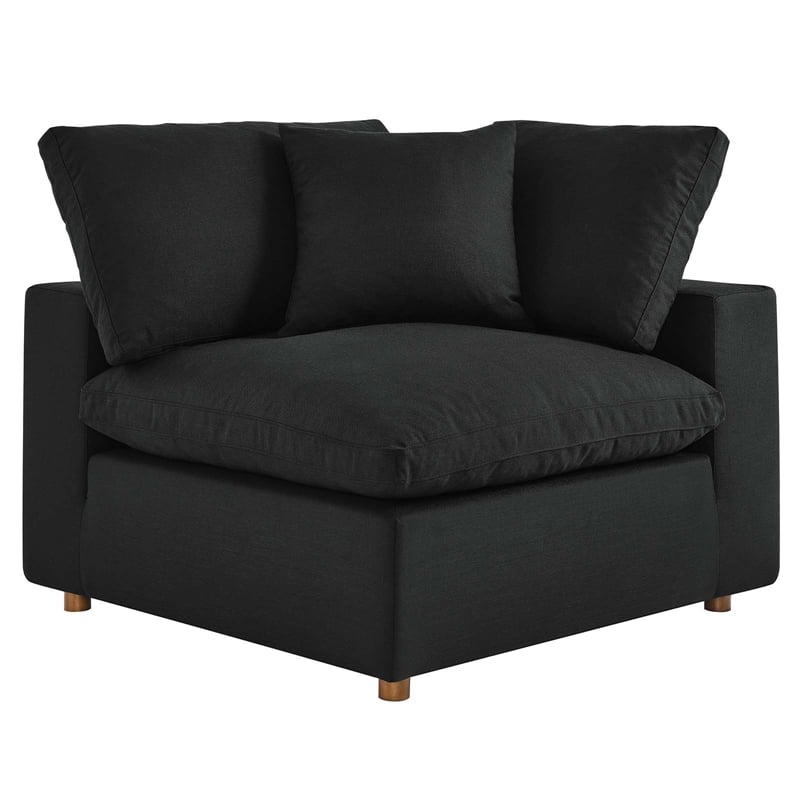 Pemberly Row Modern 6-Piece Fabric Sectional Sofa in Black