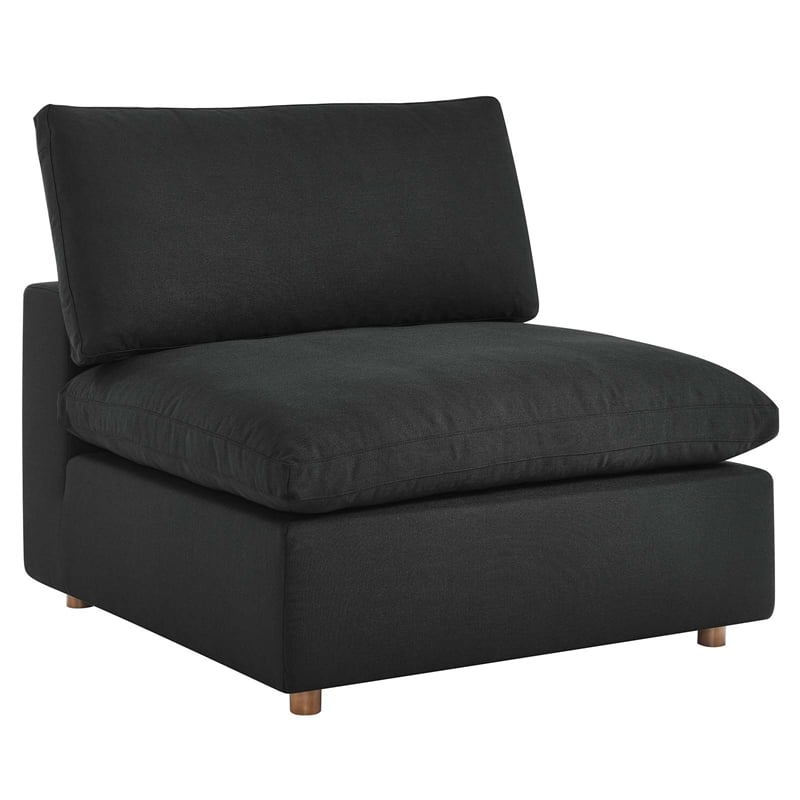Pemberly Row Modern 6-Piece Fabric Sectional Sofa in Black