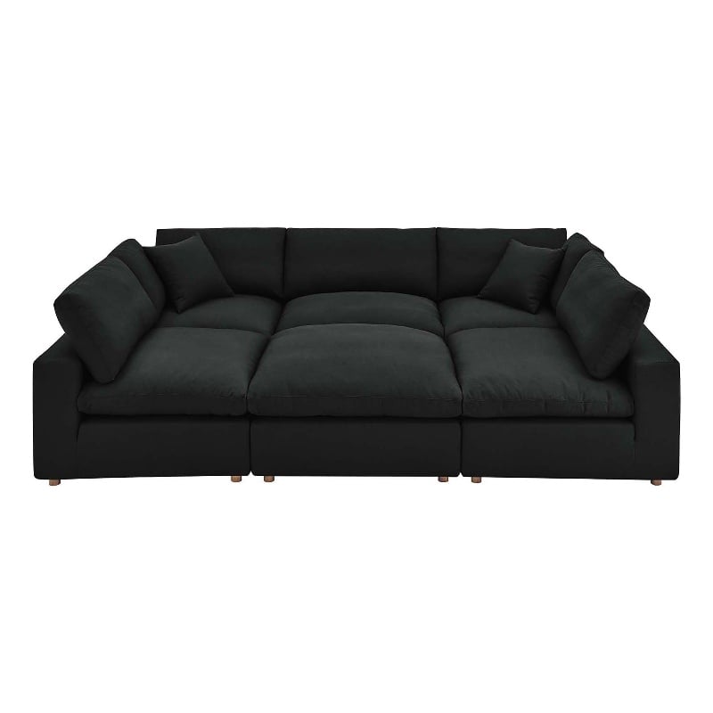 Pemberly Row Modern 6-Piece Fabric Sectional Sofa in Black