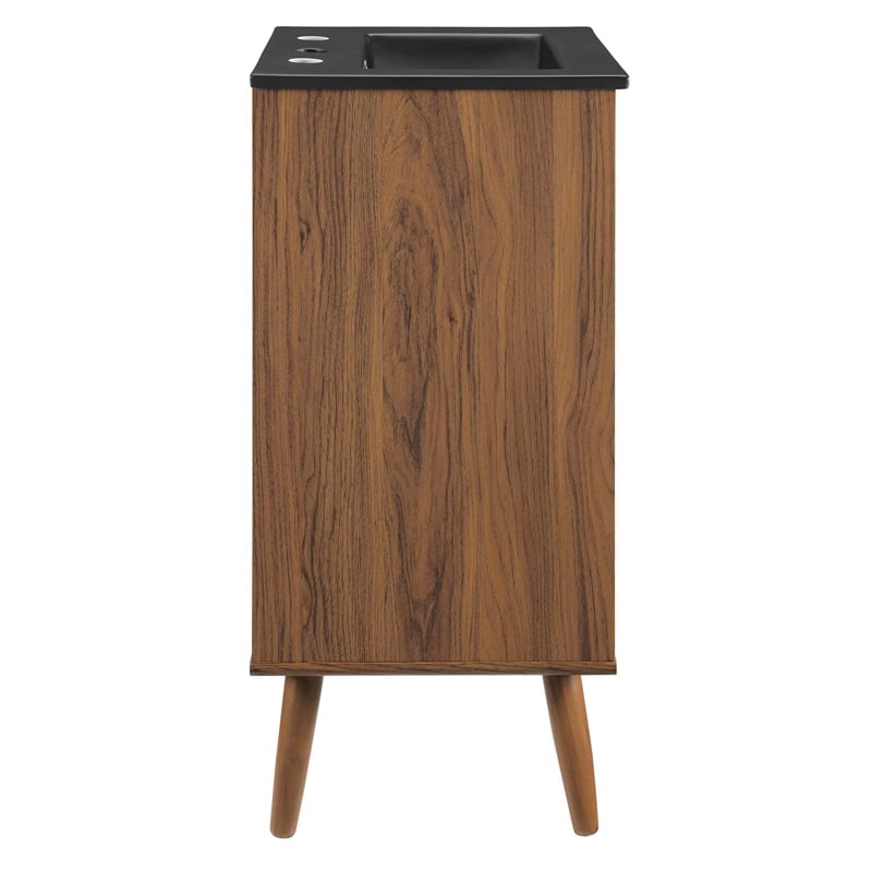 Pemberly Row Wood Bathroom Vanity with Ceramic Sink in Walnut/White Finish