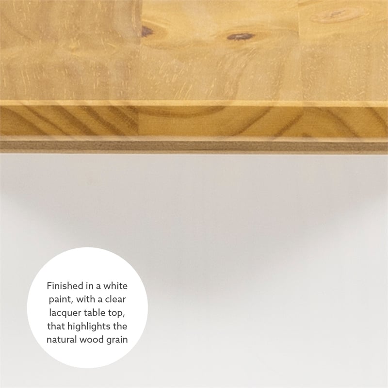 Pemberly Row Two-Tone Backless Pine Bench in White and Natural Finish