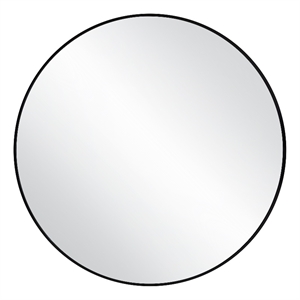 Pemberly Row 28-Inch Round Wall Accent Mirror with Black Frame