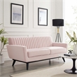 Pemberly Row Channel Tufted Performance Velvet Loveseat in Pink