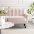 Pemberly Row Channel Tufted Performance Velvet Loveseat in Pink