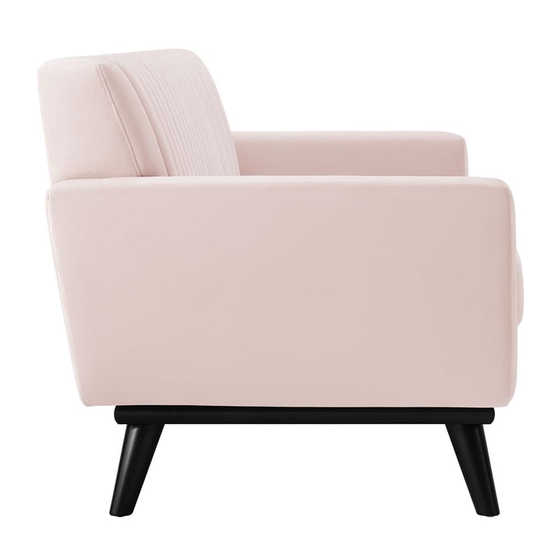 Pemberly Row Channel Tufted Performance Velvet Loveseat in Pink