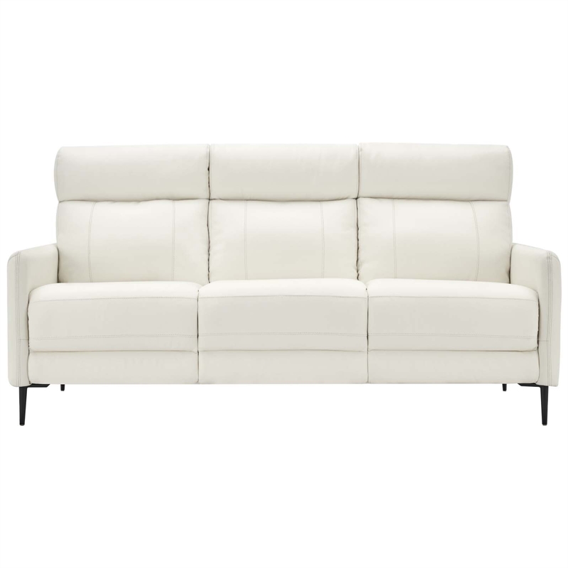 Pemberly Row Leather Upholstered Sofa with Metal Legs in White and Black