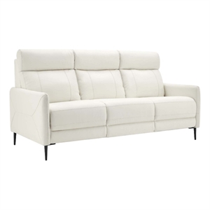Pemberly Row Leather Upholstered Sofa with Metal Legs in White and Black