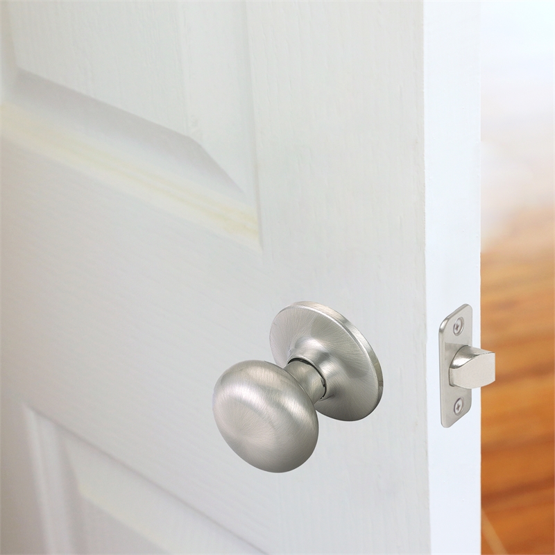 Pemberly Row Cambridge Passage Hall Door Knob in Satin Nickel Finish