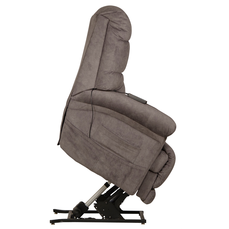 Pemberly Row Power Lift Recliner with Zero Gravity in Grey Textile