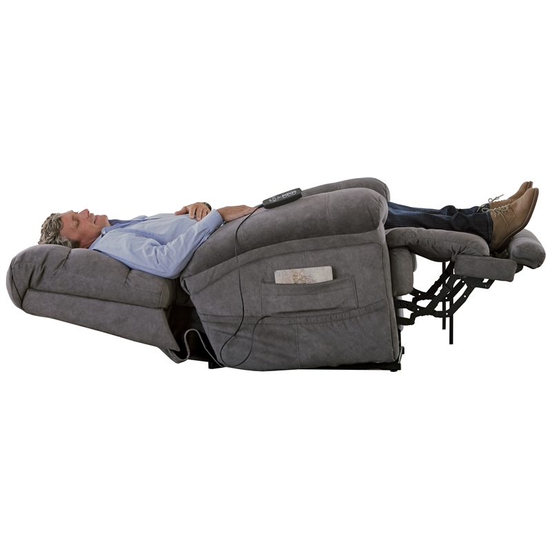 Pemberly Row Power Lift Recliner with Zero Gravity in Grey Textile