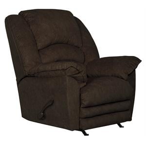 Pemberly Row Chaise Rocker Recliner in Chocolate Plush Polyester Fabric