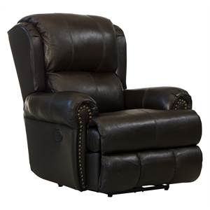 Pemberly Row Power Lay Flat Recliner in Chocolate Brown Italian Leather