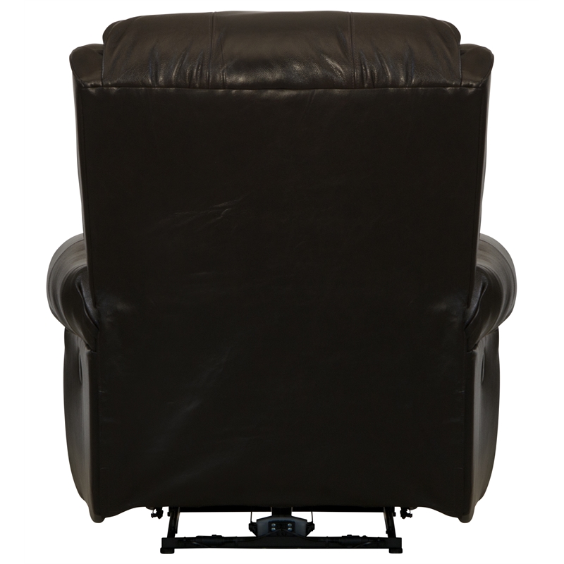 Pemberly Row Power Lay Flat Recliner in Chocolate Brown Italian Leather