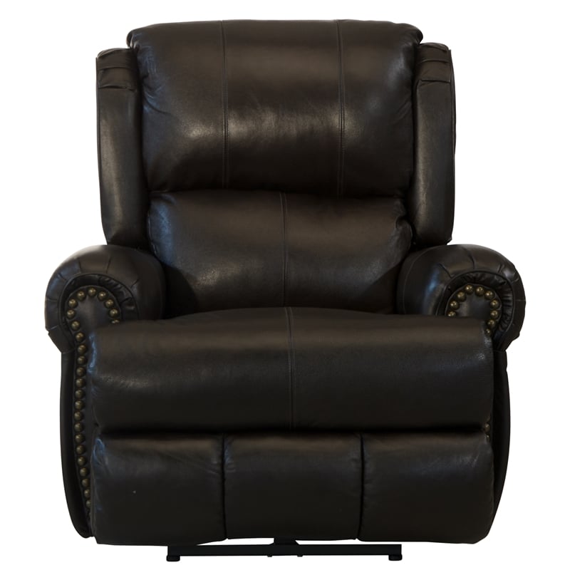 Pemberly Row Power Lay Flat Recliner in Chocolate Brown Italian Leather
