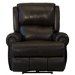Pemberly Row Power Lay Flat Recliner in Chocolate Brown Italian Leather