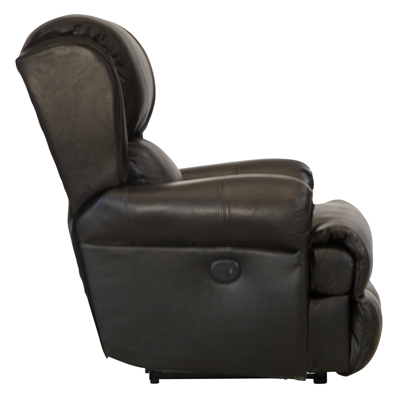 Pemberly Row Power Lay Flat Recliner in Chocolate Brown Italian Leather