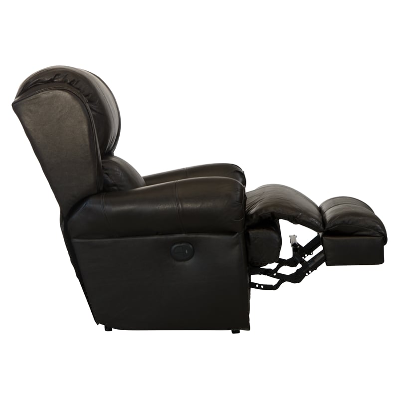 Pemberly Row Power Lay Flat Recliner in Chocolate Brown Italian Leather