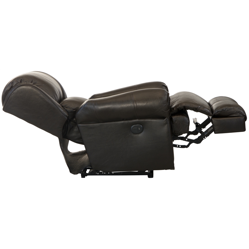 Pemberly Row Power Lay Flat Recliner in Chocolate Brown Italian Leather