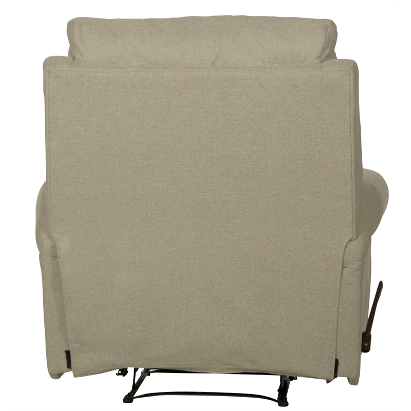 Pemberly Row Eastland Glider Recliner in Beige Fabric with Accent Pillow
