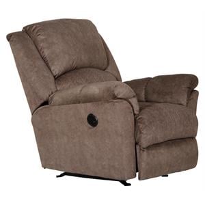 Pemberly Row Power Rocker Recliner in Brown Polyester Fabric with USB Port