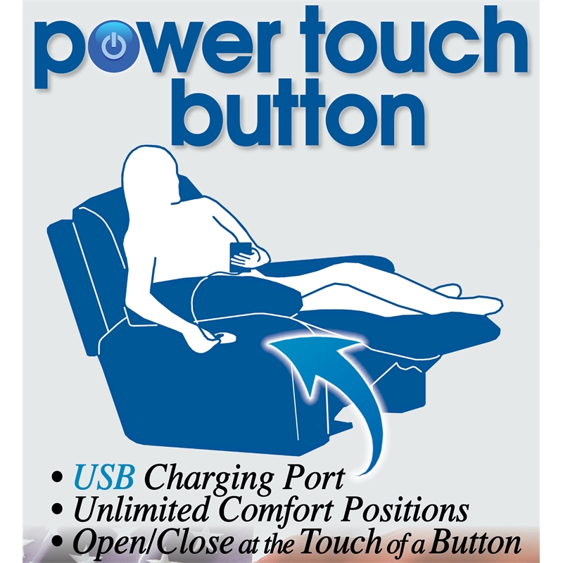 Pemberly Row Power Rocker Recliner in Brown Polyester Fabric with USB Port