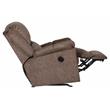 Pemberly Row Power Rocker Recliner in Brown Polyester Fabric with USB Port