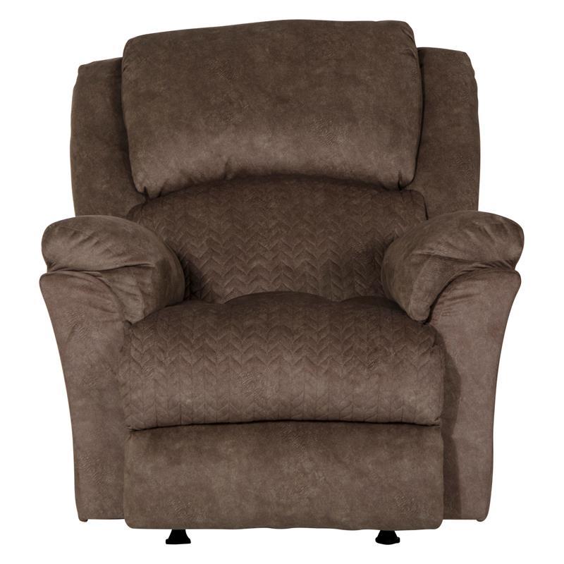Pemberly Row Power Rocker Recliner in Brown Polyester Fabric with USB Port