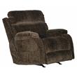 Pemberly Row Power Rocker Recliner with Heat & Massage in Brown Polyester