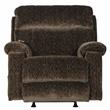 Pemberly Row Power Rocker Recliner with Heat & Massage in Brown Polyester