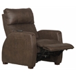 Pemberly Row Unwind Power Zero Gravity Recliner in Brown Polyester Fabric