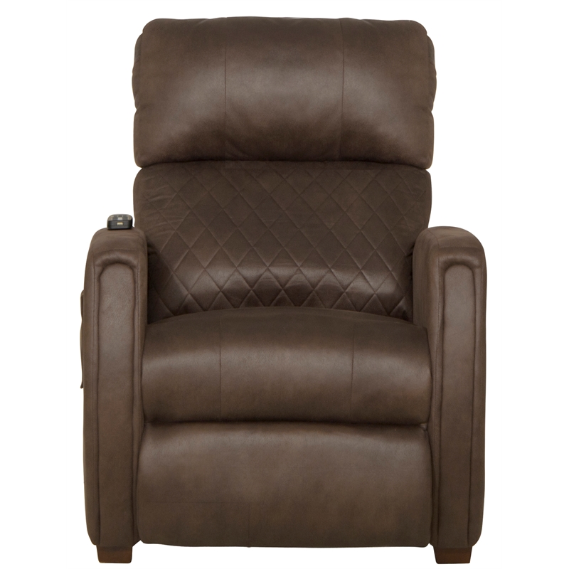 Pemberly Row Unwind Power Zero Gravity Recliner in Brown Polyester Fabric
