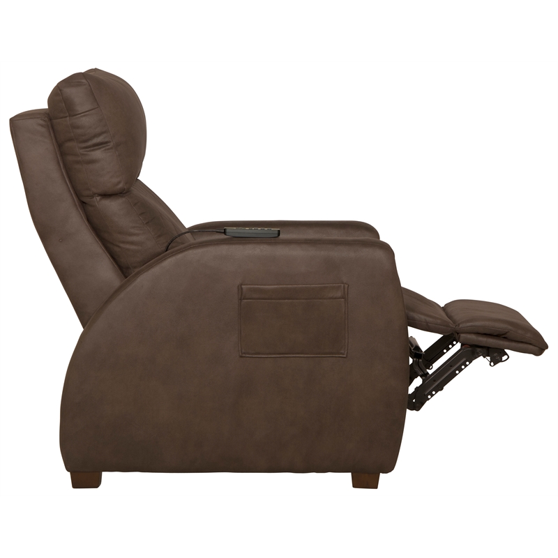Pemberly Row Unwind Power Zero Gravity Recliner in Brown Polyester Fabric