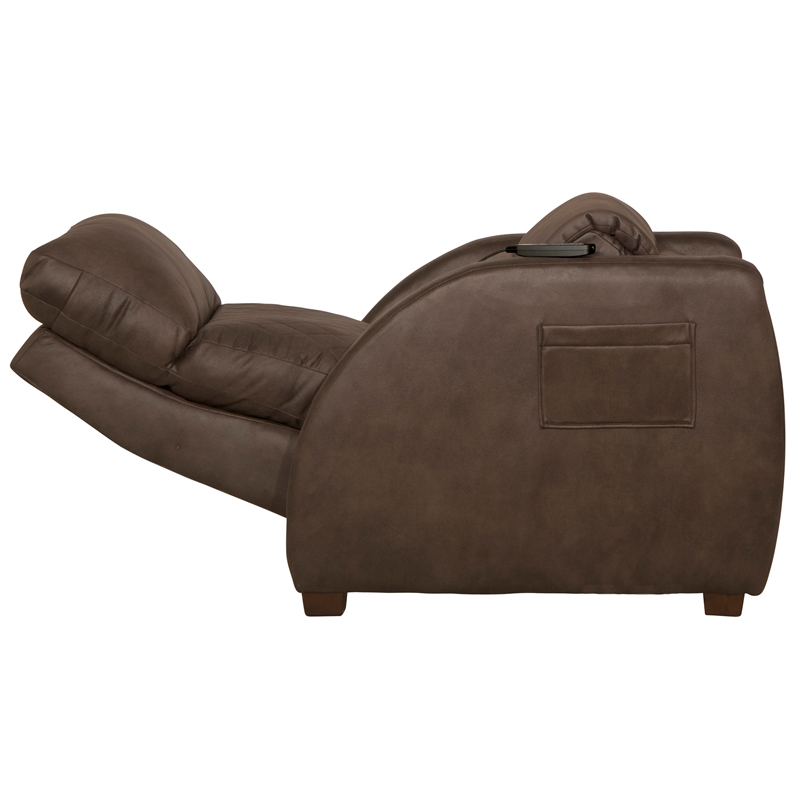 Pemberly Row Unwind Power Zero Gravity Recliner in Brown Polyester Fabric