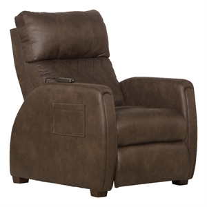 Pemberly Row Unwind Power Zero Gravity Recliner in Brown Polyester Fabric