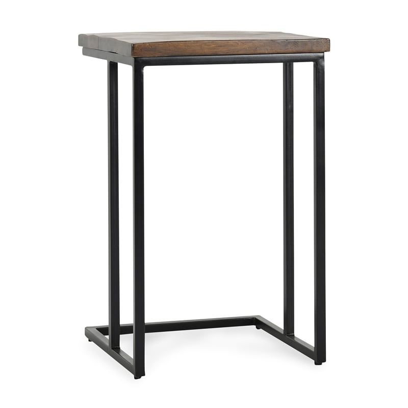 Pemberly Row Mango Wood and Iron Nesting Tables in Mahogany and Black