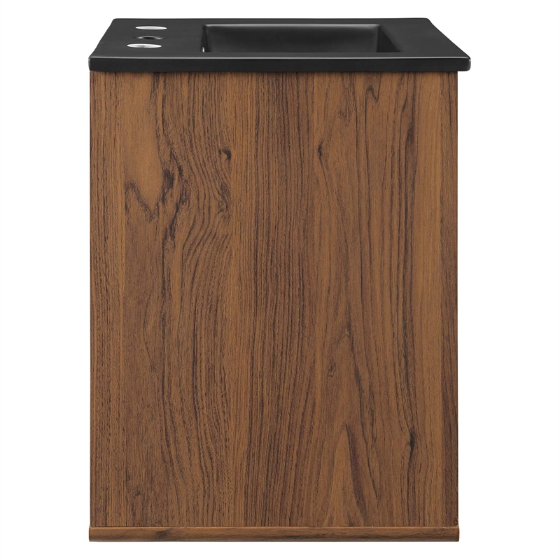 Pemberly Row 17.5 in Wall-Mount Wood Bathroom Vanity in Walnut and White