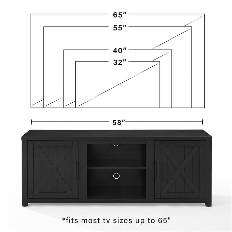Pemberly Row Modern Wood TV Stand for TVs up to 58 Inches in Black