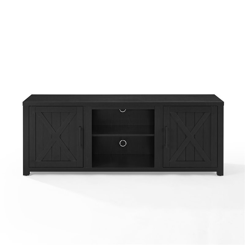 Pemberly Row Modern Wood TV Stand for TVs up to 58 Inches in Black