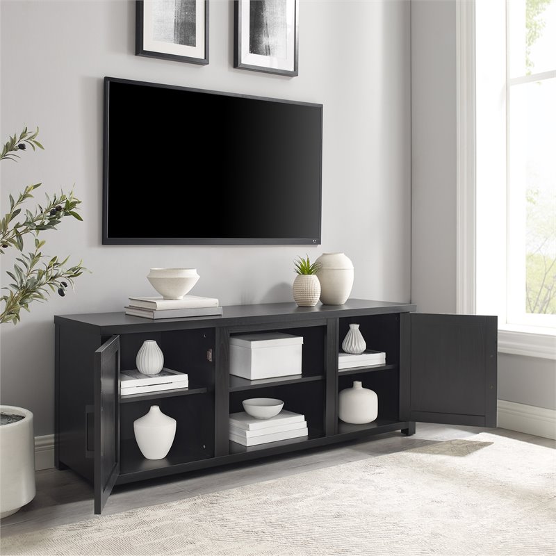 Pemberly Row Modern Wood TV Stand for TVs up to 58 Inches in Black
