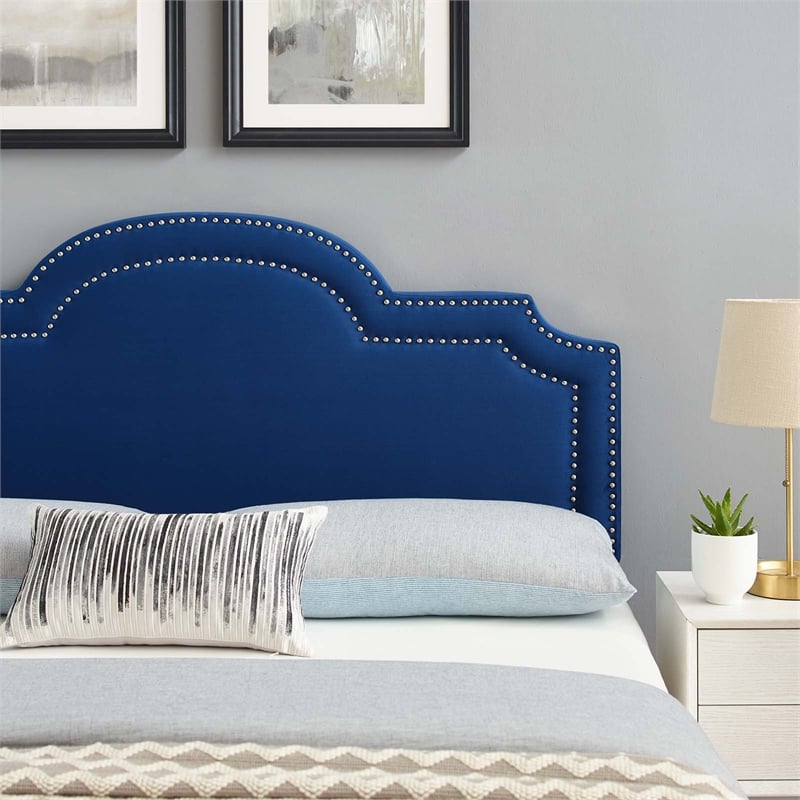 Pemberly Row King/California King Performance Velvet Headboard in Navy